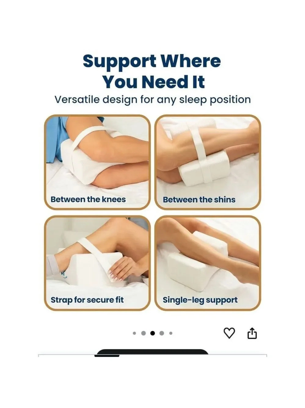 Everlasting Comfort Memory Foam Knee Pillow for Side Sleepers Sciatica Relief